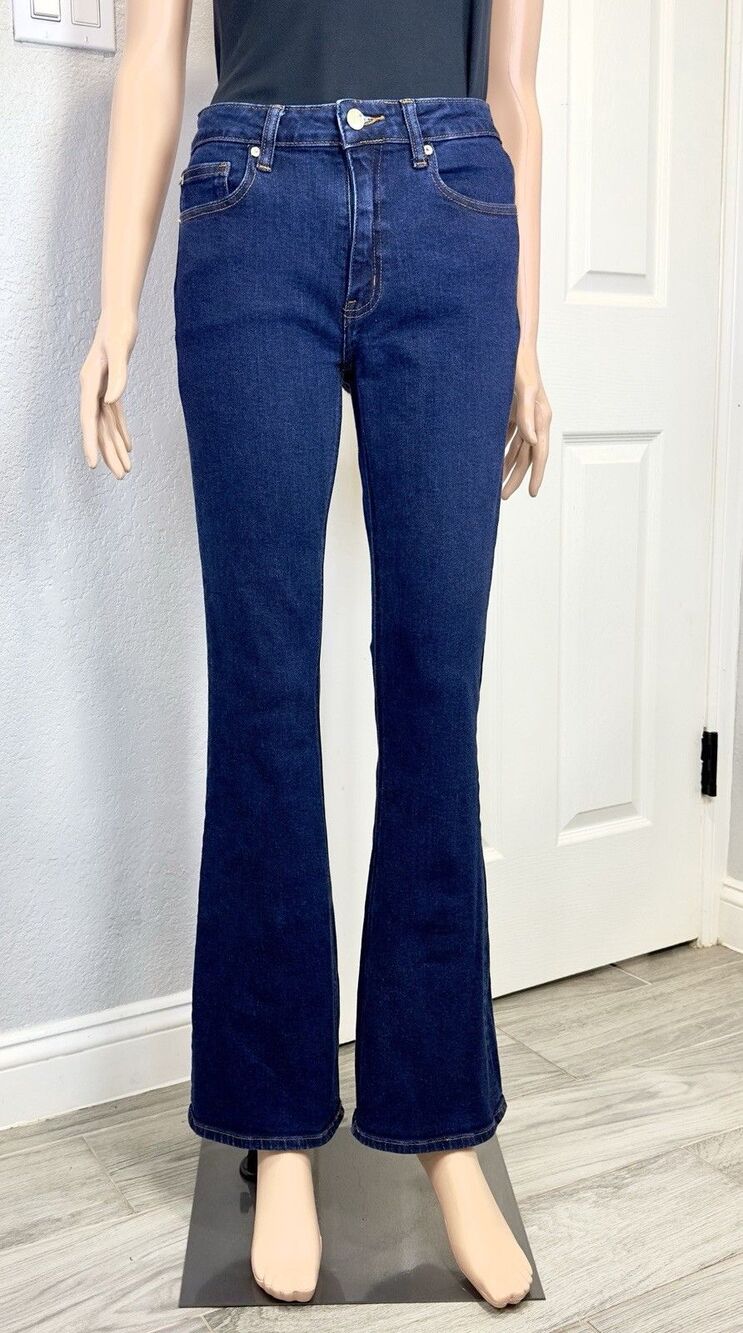 Quince Luna Stretch Flare Jeans Women’s 27 Deep Rinse Mid Rise Dark Wash